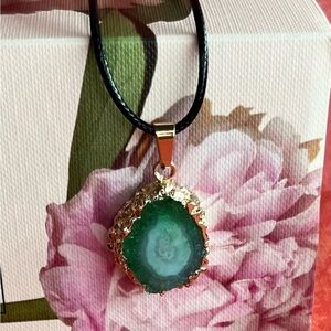 "Verdant Aura" Agate & Gold Pendant